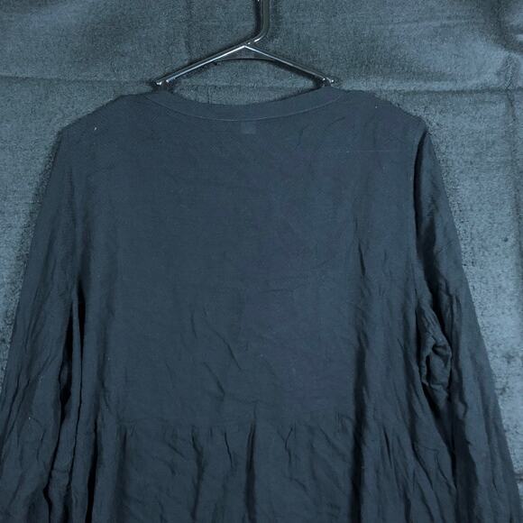Lauren Conrad Womens Blouse Black V Neck Button Long Sleeve Flowy Lightweight XL - Picture 11 of 12